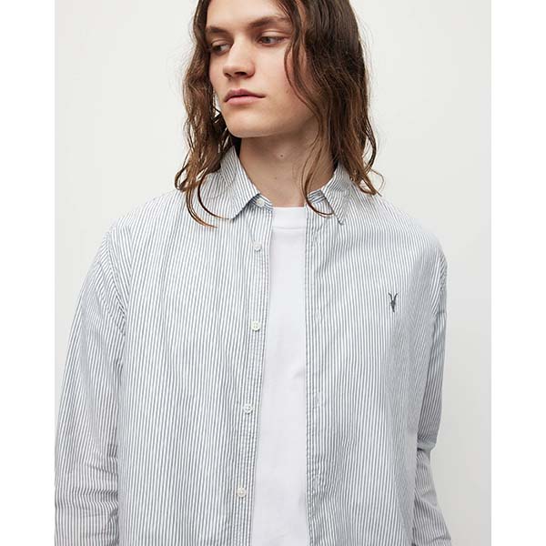 Allsaints Australia Mens Galera Pinstriped Shirt White AU74-835